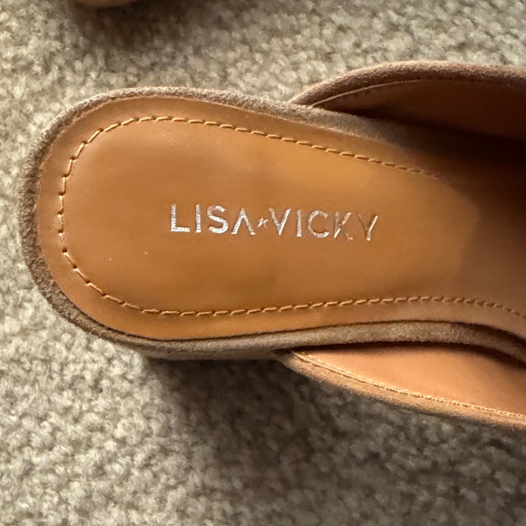 LISAVICKY Brown Suede Mules with Gold Accent - Picture 2 of 6